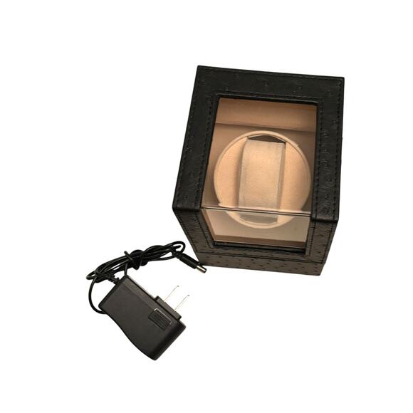 Automatic Watch Winder Black Croc Leather with Cream Interior - Picture 1 of 7